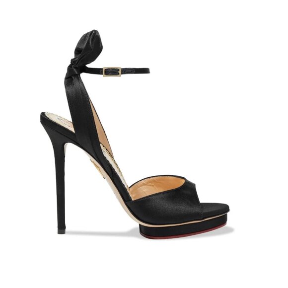 CHARLOTTE OLYMPIA  Wallace Bow Embellished Platform Heels - black Size 36 (US 6) - Picture 1 of 6